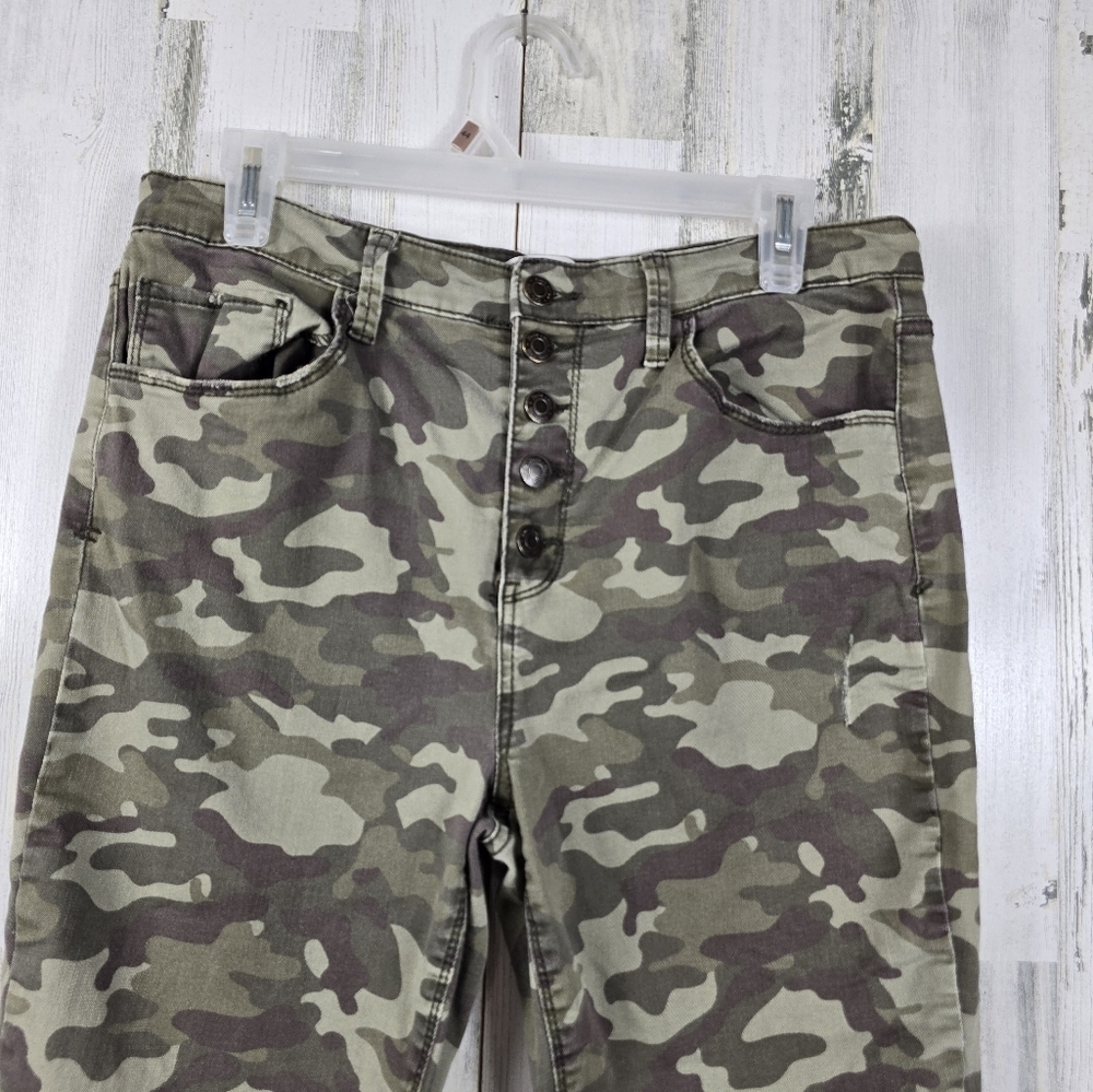Mudd high rise camo ripped denim jeggings juniors size 15 - Picture 2 of 11